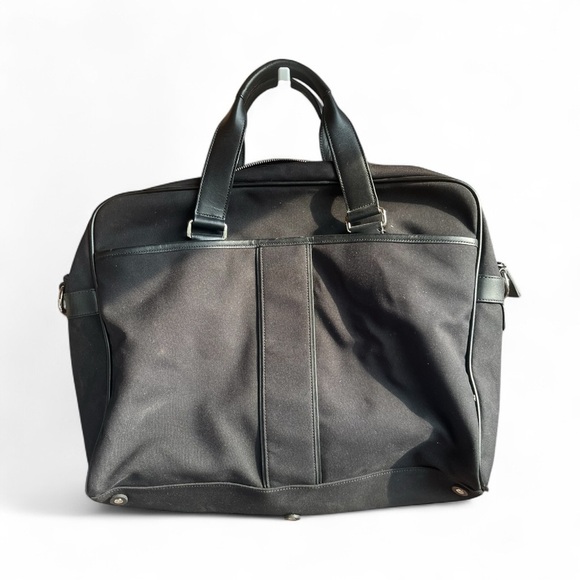 Coach Black Leather Canvas Twill Laptop Bag **fits 15” laptop - Picture 1 of 12